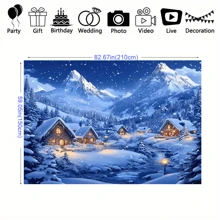 1 قطعة خلفية جديدة لعيد الميلاد السعيد، من قماش البوليستر، مشهد جبل الثلج والكوخ المريح لعيد الميلاد، غابة مغطاة بالثلج، ديكور المنزل في عيد الميلاد والشتاء، خلفية تصوير لحفلة الشتاء وعيد الميلاد
