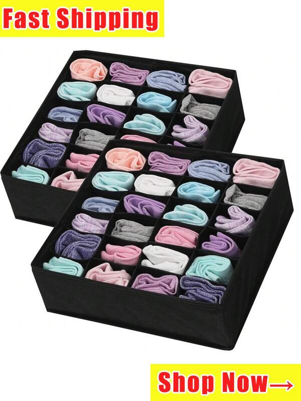 1/4 piezas Organizador de calcetines y ropa interior, Organizador de cajón plegable con 6/7/8/24 compartimentos, Cestas divisoras de armario, Ahorro de espacio para armarios del hogar, Accesorios de dormitorio, Decoración organizadora, Decoración de vacaciones/habitación/hogar/dormitorio, Cajas de almacenamiento, Almacenamiento del hogar