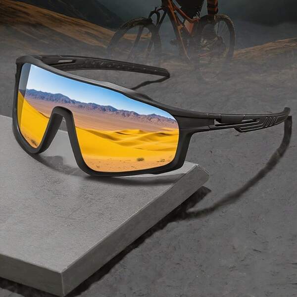 Gafas de ciclismo, para exteriores, deportes, a prueba de viento y polvo, gafas protectoras de una sola pieza de colores para protección solar, para correr y pescar de manera informal