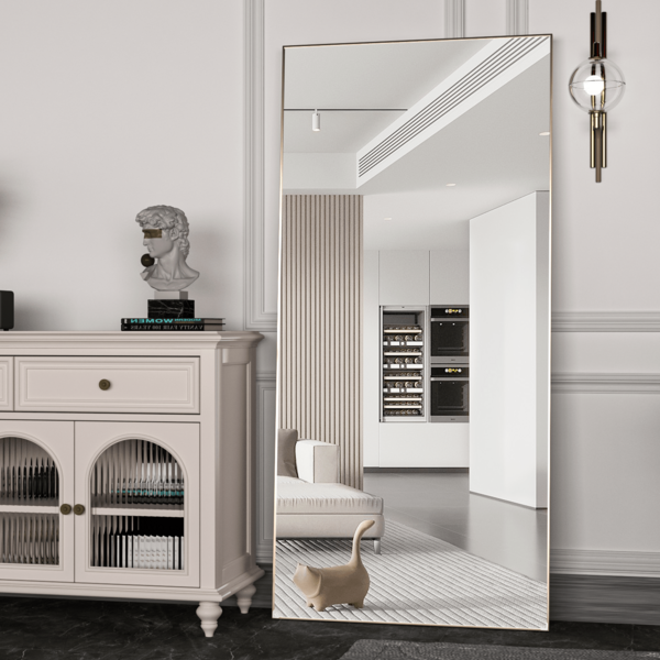 Full Length Mirror 165*60cm Floor Mirror Large Gold Mirror Body Rectangle Mirror For Bedroom Living Room Aluminum Alloy Frame Standing Hanging Or Leaning Against Wall