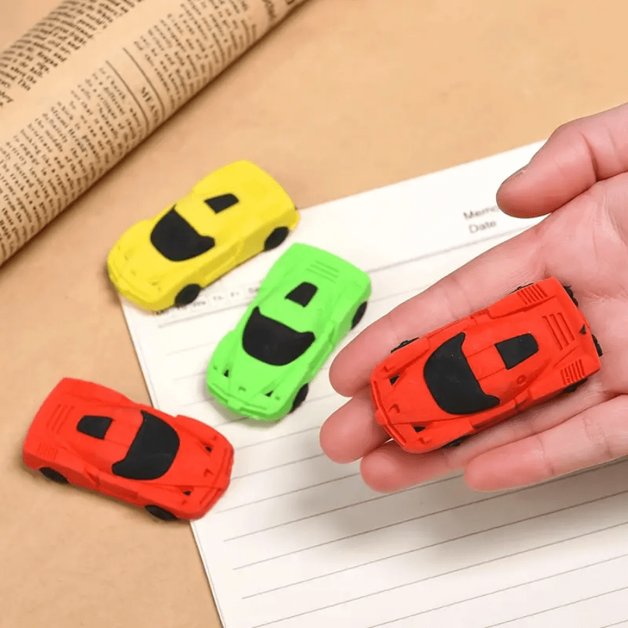 15pcs/Set Mini Race Car Erasers, Random Color Assortment, School Classroom Rewards, Prizes, Gifts And Fun Stationery, Learning Supplies