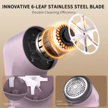 可充电电动织物剃毛器 - USB供电，数字显示，不锈钢刀片，适用于衣物、沙发或地毯，五合一功能，圣诞节、万圣节、情人节的绝佳礼物 - 粉色 - 查看 7