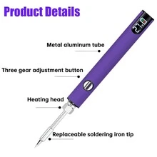 650mAh Mini Electric Soldering Iron Kit, Portable Smart Battery Pen Welding Tool, Personal DIY Tool - Standard 510 Thread, With Digital Voltage Display, Rechargeable Battery, USB-C Fast Charging, 3 Voltage Adjustable, Suitable For DIY Projects And Electronics Repair (Soldering Iron Tip Needs To Be Purchased Separately) - Multicolor - View 10