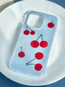 1 Stück süßer kirschblauer glänzender Handyhülle kompatibel mit iPhone 17Air 16 15 14 13 12 11 Pro Max 16 15 14 Plus, einfache stoßfeste schützende Rückseite