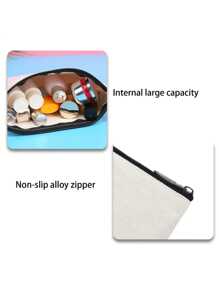 1 件定制女士零钱包、化妆包、珠宝收纳包、小袋、手拿包、多功能、格子、可爱、刻字、短语、姓名印刷、轻便、礼物、独特、DIY、教师节、万圣节 - 米色 - 查看 10