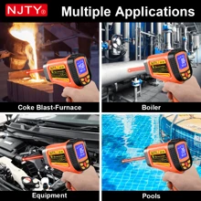 NJTY 1pc Professional Industrial Infrared Thermometer For Industrial Use, High And Low Temp Alarm, 2 Laser Targeting, Accurate Laser Surface Temperature Reader, 800℃/1500 ℃ For Selection