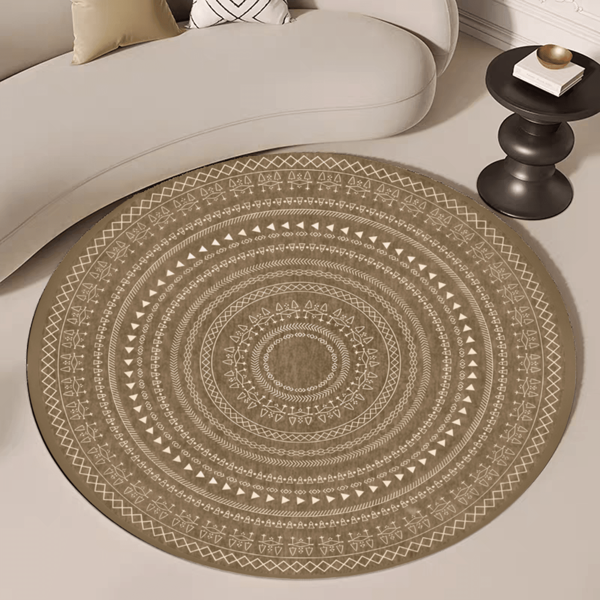 1pc Faux Woven Velvet Round Rug, Suitable For Living Room, Dining Room, Study, Bedroom, All Season