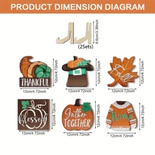 6pcs Autumn Sweater Maple Leaf Pumpkin Harvest Wooden Retro Desktop Decorative Plates, Suitable For Thanksgiving Farmhouse Theme Home Decor Party Decorations (Without Tray)