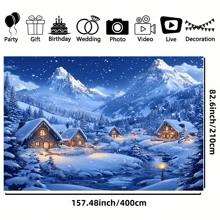 1 قطعة خلفية جديدة لعيد الميلاد السعيد، من قماش البوليستر، مشهد جبل الثلج والكوخ المريح لعيد الميلاد، غابة مغطاة بالثلج، ديكور المنزل في عيد الميلاد والشتاء، خلفية تصوير لحفلة الشتاء وعيد الميلاد