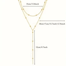 Simple Style Double-Layer Gold Alloy Round Bead Necklace, Sexy Party, Daily Ladies Y-Shaped Clavicle Chain Valentine's Day Gift, All-Purpose Accessories To Wear All Year Round, Exquisite Beads Gold-Plated Chain, High-End Fashion Jewelry, Exquisite Gift For Her - Vàng - Xem 10