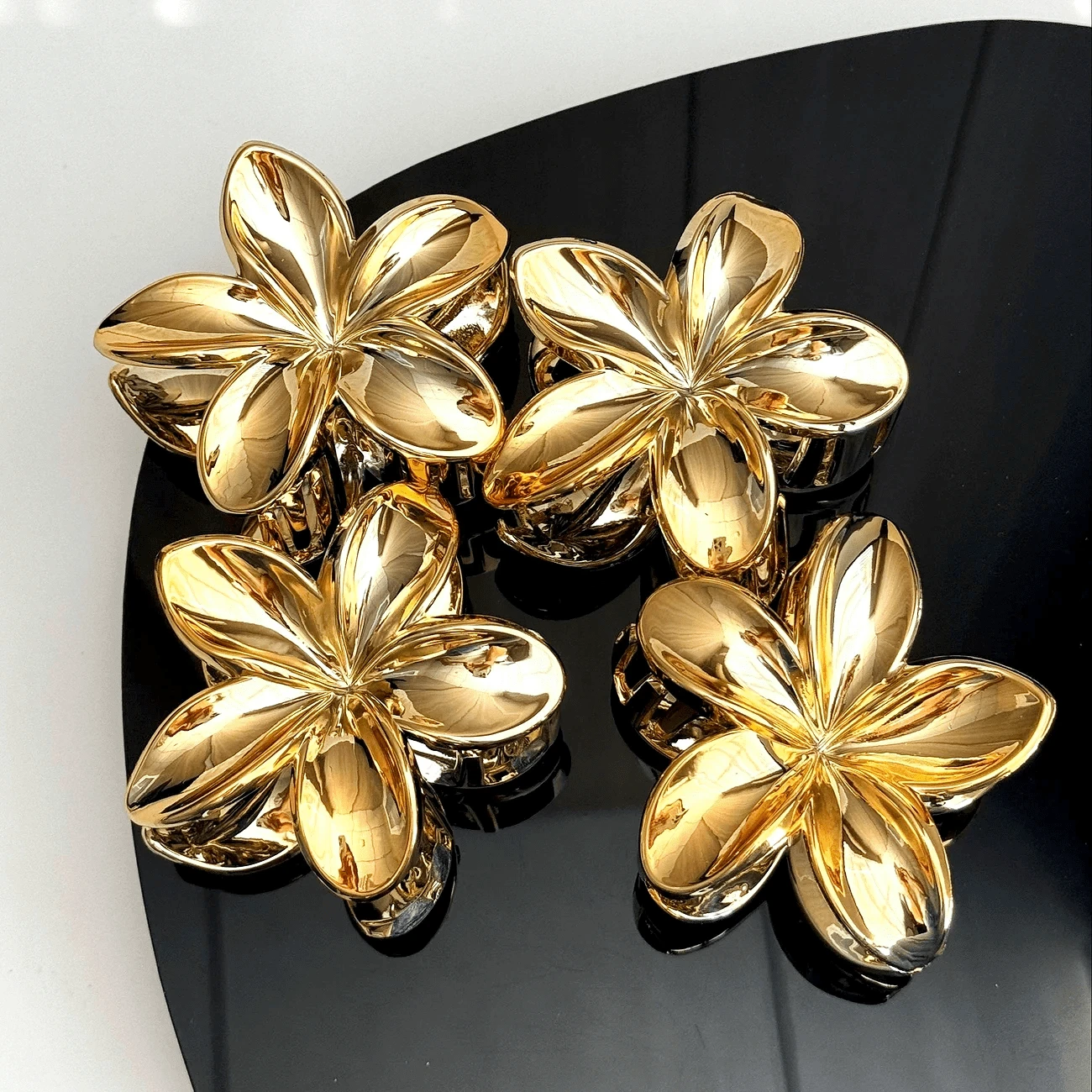 ​"Hairpin Bun - Silver/Gold Metallic Flower With Timeless Design"​ - vàng 4peca - Xem 1