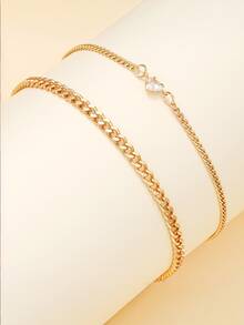 Conjunto de 2 pulseiras de casal em formato de coração de aço inoxidável simples, decoração para datas festivas e joias combinando