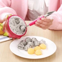 2pcs Stainless Steel Fruit Spoon Double Head Fluted Carving Knife, Watermelon Fruit Plate Tools Scoop, Stainless Steel Fruit Spoon Ice Cream Round Spoon Fruit Divider Carving Knife