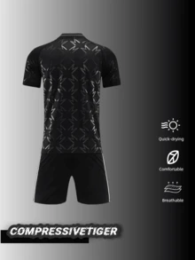 Bộ đồng phục bóng đá tùy chỉnh 2 món - Áo bóng đá và quần đùi in họa tiết cá nhân | Thêm tên/số điện thoại của bạn | Quà tặng đồ thể thao thấm hút mồ hôi. Quà tặng Halloween, Lễ Tạ ơn, Giáng sinh và Năm mới - màu đen - Xem 3