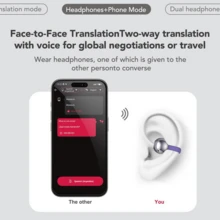 MINISO MS201 Al 夹式耳机，翻译耳塞。通过 APP 翻译 134 种语言，带视听触摸屏，蓝牙 6.0 耳塞，无线耳机，用于音乐和电话通话 - 黑色 MS201 AI - 查看 4