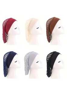 1pc Elastic Wide-Brim Hair Net Cap, Comfortable Breathable Lightweight Practical Hair Cover For Nurses, Handmade Crochet Hair Net, Hair Accessories ,Hair Styling Tools - Multicolor - View 7
