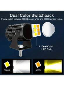 Universal Mini Driving Lamp, LED External Light Upgrade With White & Yellow Dual-Color Motorcycle Headlight, Off-Road Vehicle LED Spotlight Set - Multicolor - View 6