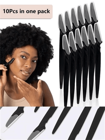 10件/套多色修眉刀剃须刀眉毛修剪器体毛脱毛器眉刀防刮眉刮眉刀长柄脱毛器