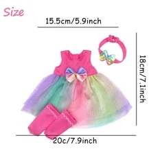 1 件 14 英寸娃娃衣服、可爱卡通图案娃娃睡衣、服装彩虹裙套装、生日或节日礼物，适合小女孩和小男孩，适合 14 英寸女孩或男孩娃娃及其他娃娃配饰、房间装饰 - 粉色 - 查看 4