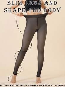 1pc 220g Women's Sexy Sheer Black Tights, Autumn/Winter Fleece Pantyhose For Business & Sexy Look,Plus Size Leggings,Warm Bottoming Pants,Bridal Lingerie(Suitable For 5-15°C) - Black - View 3