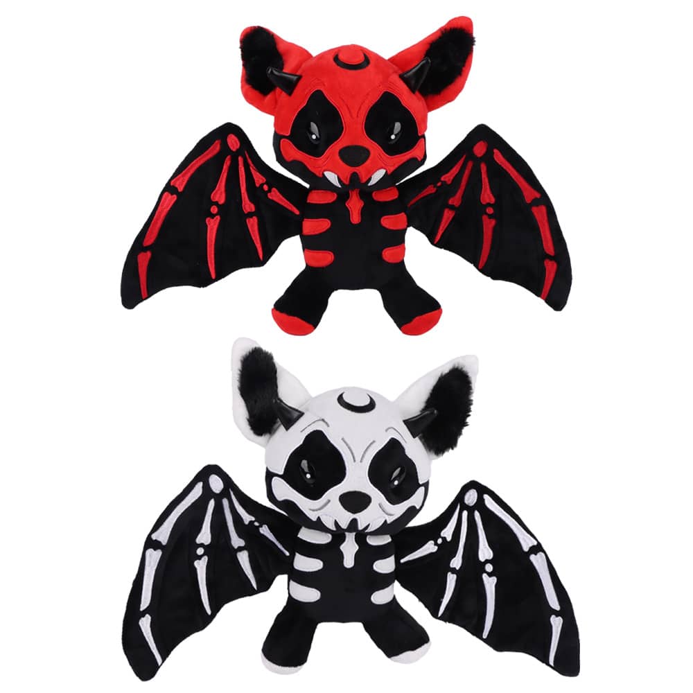 Juguete de peluche de 28 cm de murciélago esqueleto de dos colores para Halloween, juguete de animal de peluche esqueleto adorable, decoración del hogar, regalo de vacaciones de Halloween