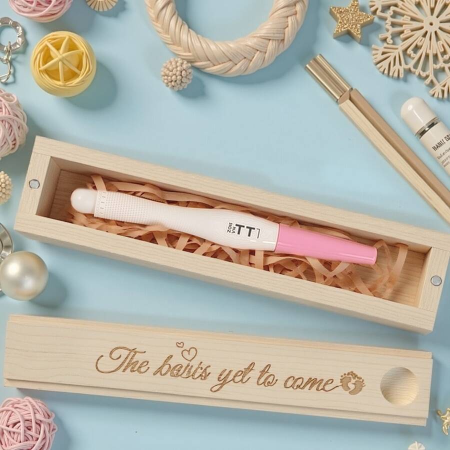 1 pieza Caja de exhibición creativa para anuncio de embarazo, caja de memoria de madera para guardar prueba de embarazo, regalo de anuncio de bebé, decoración de la sala de (kit de prueba de embarazo no incluido)