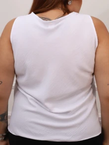 Kit Of 2 Women's Basic Social Tank Tops With Thick Straps, V-Neck, Lined In Duna Fabric - Green and White - View 5