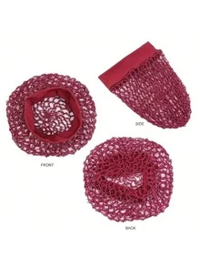 1pc Elastic Wide-Brim Hair Net Cap, Comfortable Breathable Lightweight Practical Hair Cover For Nurses, Handmade Crochet Hair Net, Hair Accessories ,Hair Styling Tools - Multicolor - View 1