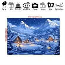 1 قطعة خلفية جديدة لعيد الميلاد السعيد، من قماش البوليستر، مشهد جبل الثلج والكوخ المريح لعيد الميلاد، غابة مغطاة بالثلج، ديكور المنزل في عيد الميلاد والشتاء، خلفية تصوير لحفلة الشتاء وعيد الميلاد