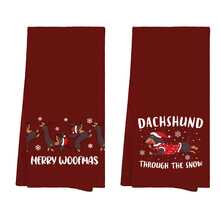 2Pcs Modern Style Dachshund Kitchen Towels, Made Of Ultra Soft Woven Polyester, Machine Washable, Fantasy Themed Snowflakes And Dachshund Designed Dishcloths, Suitable For Christmas And An Ideal Gift For Dog Lovers Home Decor Christmas Decorations Room Decor Winter Christmas Decorations Home Christmas Gifts Christmas Decor