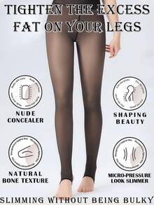 1pc 220g Women's Sexy Sheer Black Tights, Autumn/Winter Fleece Pantyhose For Business & Sexy Look,Plus Size Leggings,Warm Bottoming Pants,Bridal Lingerie(Suitable For 5-15°C) - Black - View 4