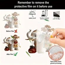 2D平面，2D打印金色大象雕像 - 卡通风格亚克力装饰，带有金色和红色点缀，象征着家庭/办公室艺术中的吉祥和财富，情人节毕业礼物，不带电源的大象摆件，大象装饰，办公室装饰，精致细致的装饰艺术作品，2D平面 - 彩色 - 查看 7