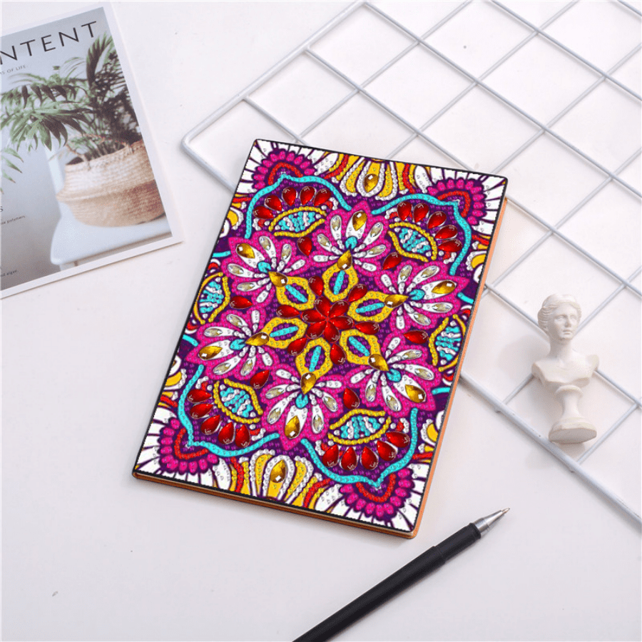 1pc Adult DIY Diamond Painting Kit Notebook, Asymmetrical Shape Rhinestones, Colorful Floral Pattern, Suitable For Adult Beginners, Ideal Gift