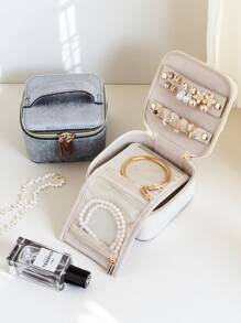 1pc Portable Multi-Functional Jewelry Box With Storage Bag, PU Leather Jewelry Ring Box Necklace Box Jewelry Box Oxidation Proof Birthday Gift, Super Large Capacity Jewelry Box For Earrings, Rings, Bracelets, Necklaces, Hair Accessories, Suitable As Gift For Girlfriends, Friends, Girls For Holiday Or Birthday Summer Goods For Women Storage Organizer Gift Back To School