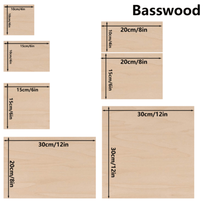 10pcs Assorted Linden Wood Boards, Crafted Plywood, Suitable For DIY Decorations And Model Carving, Can Be Used For Laser Cutting, Architectural Models, Drawing, Wood Carving, Etc.