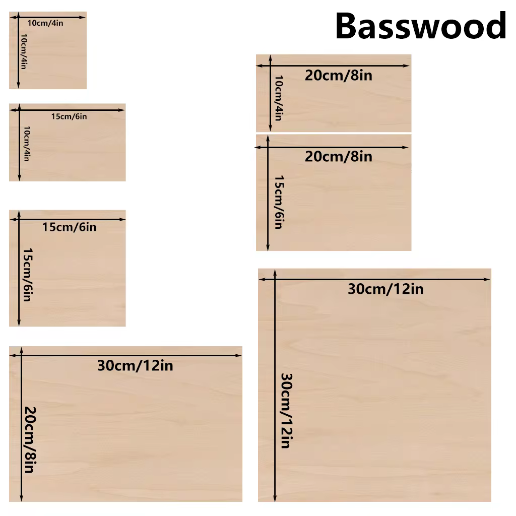 10 buah Papan Kayu Linden Aneka Warna, Kayu Lapis Kerajinan, Cocok untuk Dekorasi DIY dan Ukiran Model, Dapat Digunakan untuk Pemotongan Laser, Model Arsitektur, Menggambar, Ukiran Kayu, dll. - A - View 1