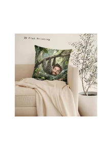 1pc Funny Sloth Face Printed Pillow Cover, Customized Pillowcase, Creative Housewarming Gift For Friends