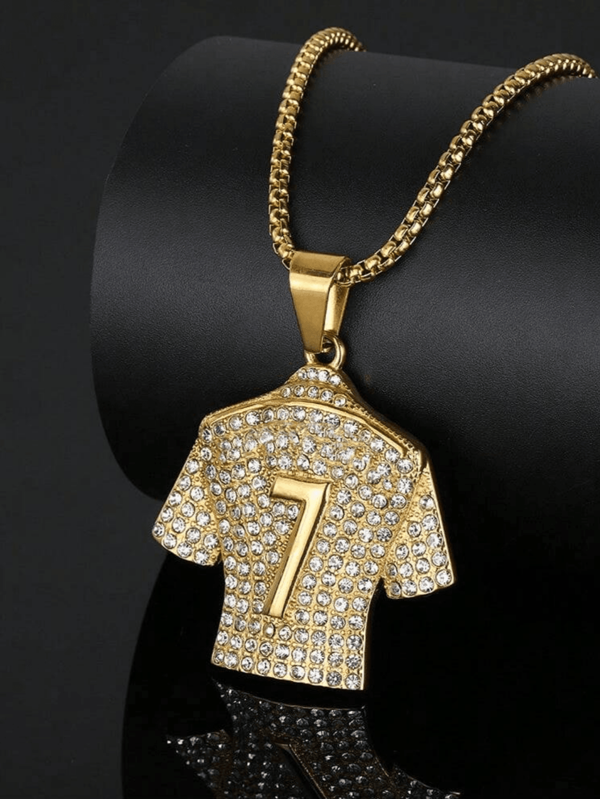 1pc World Cup No.7 Jersey Studded Pendant Necklace, Hip Hop Style Minimalist Fashion Accessory For Men & Women, Daily Or Party Wear