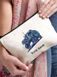 1 件定制女士零钱包、化妆包、珠宝收纳包、小袋、手拿包、多功能、格子、可爱、刻字、短语、姓名印刷、轻便、礼物、独特、DIY、教师节、万圣节 - 米色 - 查看 13