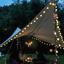 1 个 LED 太阳能防水 G50 白色球形灯泡，户外露营氛围灯串帐篷装饰、花园、万圣节、圣诞派对装饰灯 - 白色 - 查看 3