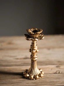 1 Piece French Vintage Style Worn Gold Candle Holder Base European Wedding Decor Home Decor, Decor, Festivals, Gifts