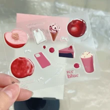 可爱的青苹果果冻树脂贴纸，DIY笔筒，电脑，手机装饰，夏季海洋元素，计划簿剪贴簿贴纸