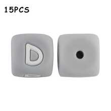 15件/26件，12MM灰色字母（A-Z）硅胶方珠，适合DIY手工吊坠装饰，适合DIY珠宝制作、钥匙扣、手链、挂绳和笔珠，钥匙扣制作材料 - 彩色 - 查看 38