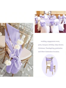 16pcs Light Purple Chair Sashes With Bow Universal Chair Back Decoration, Suitable For Wedding, Restaurant, Event Decor, Party, Hotel Activity Decor - Multicolor - View 4