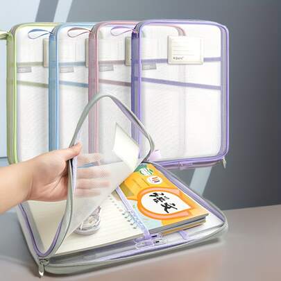 Large Capacity Mesh Document Organizer Bags - Multi-Color Zipper Pouches For Filing & Storage. A Practical Gift For Organizing School, Office & Home Papers For New Year, Back To School & Beyond.