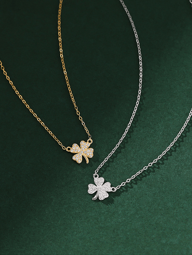 1 PC Fashion Exquisite 925 Sterling Silver Fine Jewelry Opal Four-Leaf Clover Necklace Women For Party Birthday Gift Daily Wear