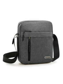 男士尼龙斜挎手机包，多层拉链信使单肩包手提包和钱包，适合商务旅行 - 彩色 - 查看 12