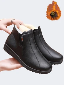 Women Winter Warm Wear-Resistant Short Boot, Fashionable & Versatile Snow Boot, Retro Ankle Boot, Christmas Gift For Mom