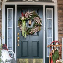 1/2/3 piezas Planta artificial con hojas con brillo, decoración de árbol de Navidad artificial y linda flor, para fiesta de boda, hogar, interior, mesa de comedor, habitación, decoración de Navidad, regalo, corona, accesorios de decoración de ratán DIY, decoración de árbol y planta de Navidad - oro rosa - Ver 8