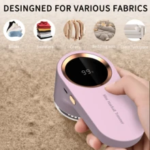 可充电电动织物剃毛器 - USB供电，数字显示，不锈钢刀片，适用于衣物、沙发或地毯，五合一功能，圣诞节、万圣节、情人节的绝佳礼物 - 粉色 - 查看 5